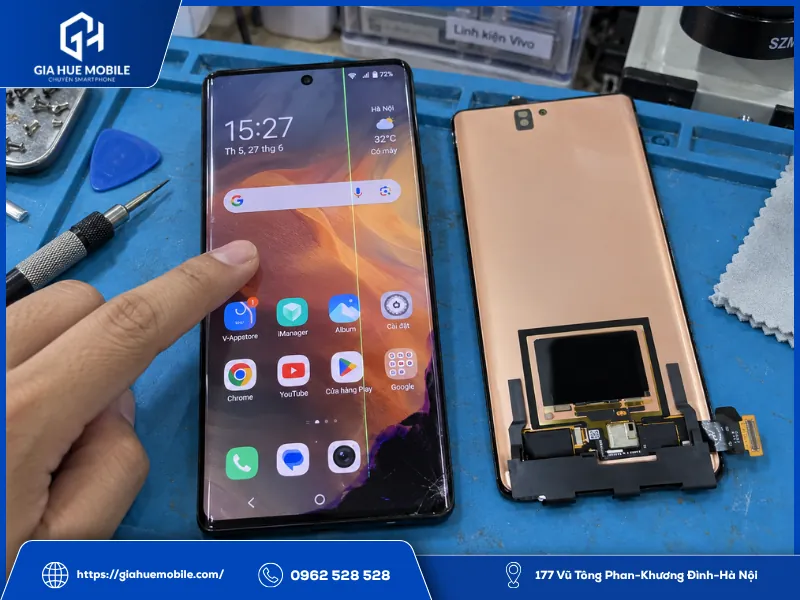Vivo X80 Pro bị sọc và chảy mực màn hình