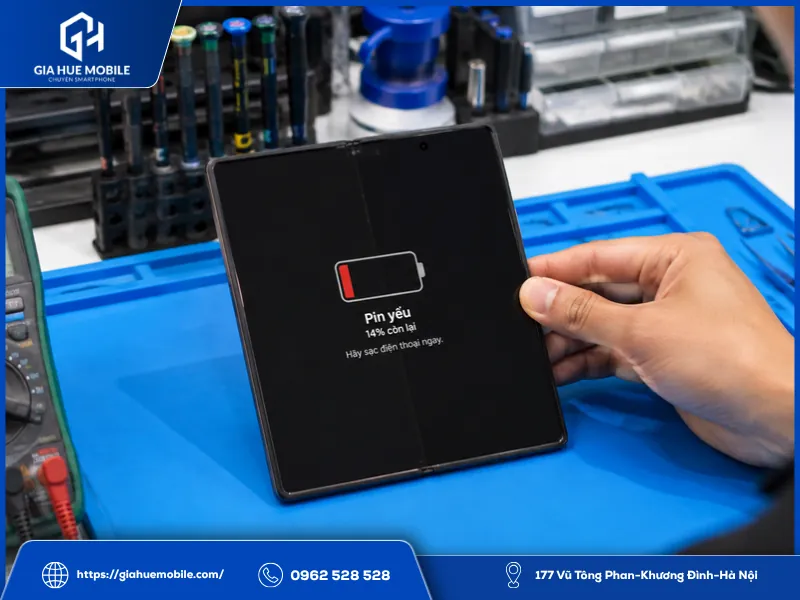 Samsung Galaxy Z Fold8 Ultra báo pin yếu 14% cần kiểm tra và thay pin
