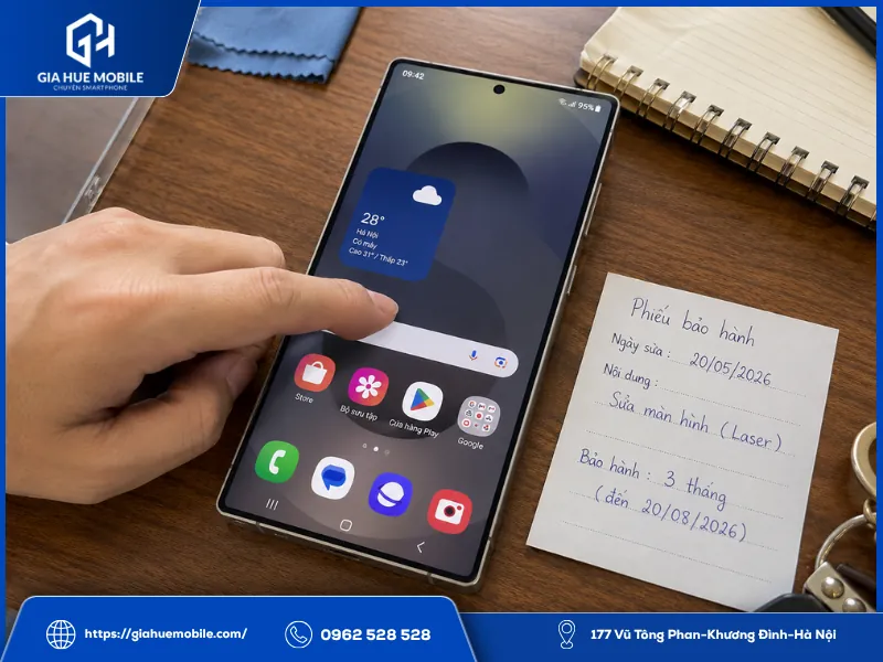 Kiểm tra độ ổn định màn hình Samsung Galaxy S25 Ultra sau khi sửa sọc bằng laser