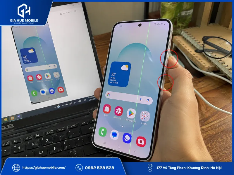 Kiểm tra Samsung Galaxy S26 bị sọc màn hình bằng cách chụp screenshot và so sánh trên thiết bị khác