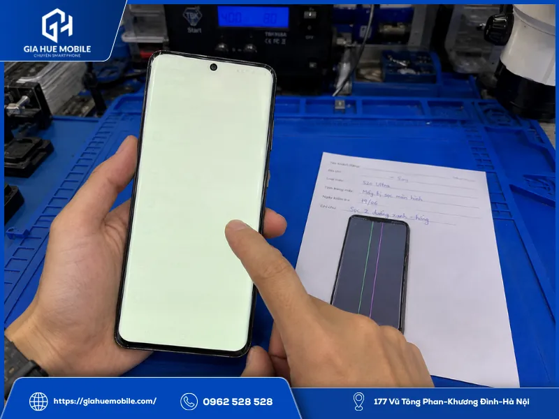 Phân biệt lỗi sọc và xanh trắng màn S20 Ultra qua biểu hiện