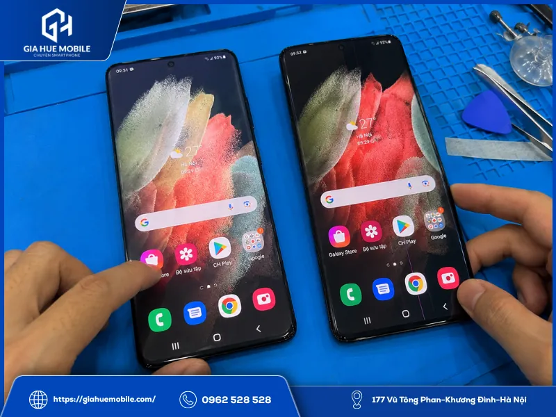 Màn hình S21 Ultra sau khi fix sọc