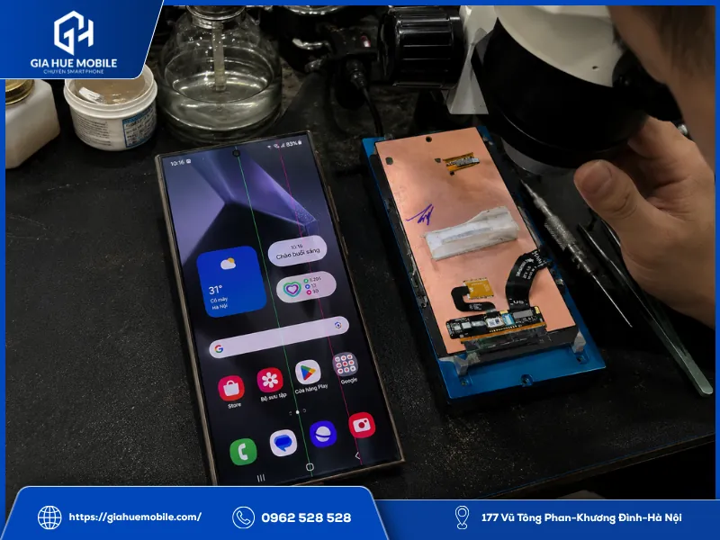 Samsung S24 Ultra xuất hiện sọc trở lại sau khi sửa do có thể phát sinh lỗi ở đường mạch khác trong phôi màn hình