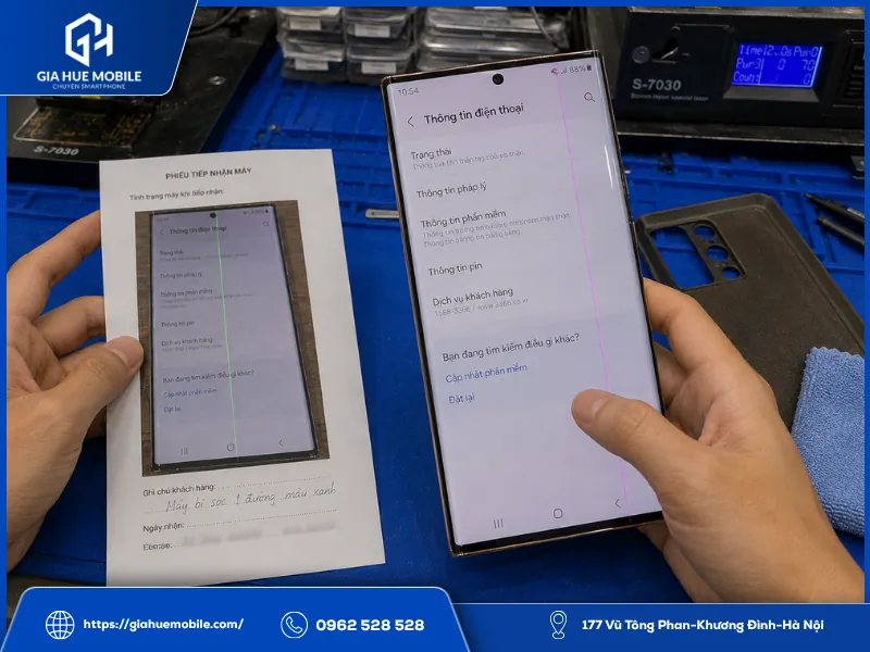 Kiểm tra sọc cũ và sọc mới Note 20 Ultra sau fix Laser