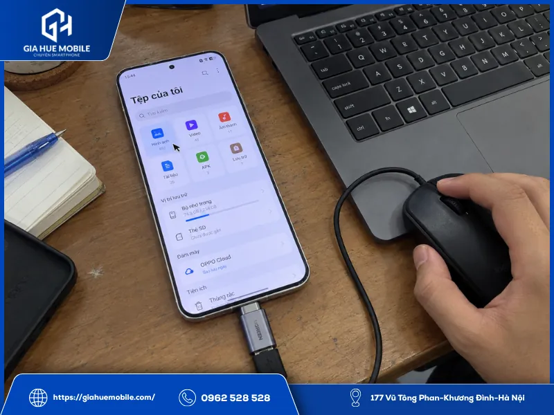 Dùng chuột OTG khi OPPO Reno 14 bị liệt cảm ứng hoàn toàn