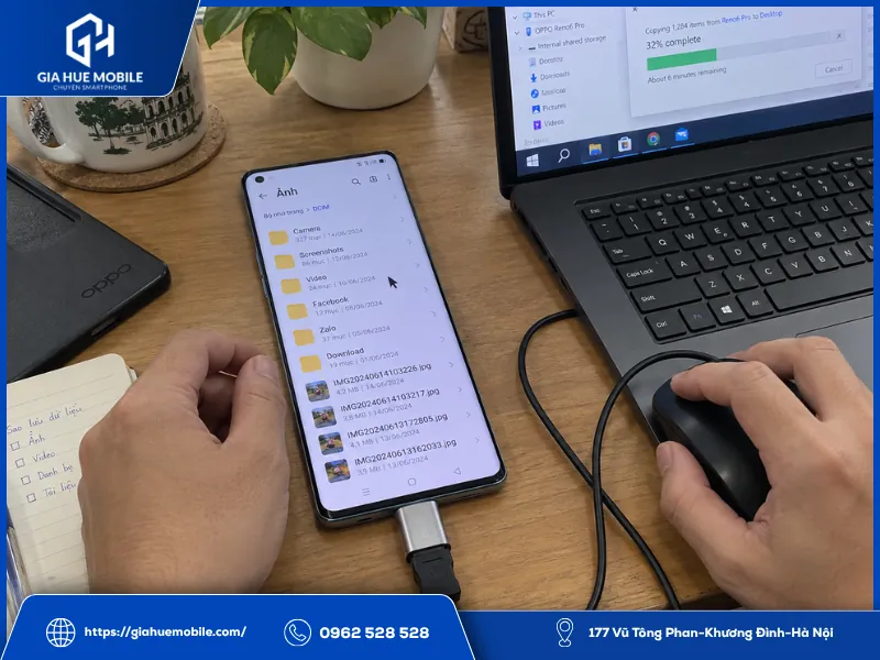 Dùng chuột OTG để thao tác OPPO Reno 6 Pro khi cảm ứng bị đơ