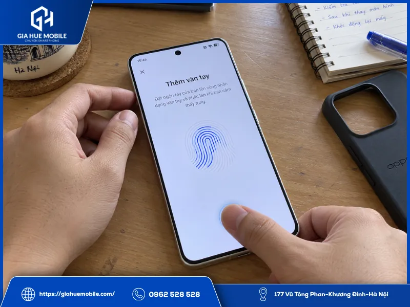 Đăng ký lại vân tay OPPO Reno 14 sau khi thay màn hình