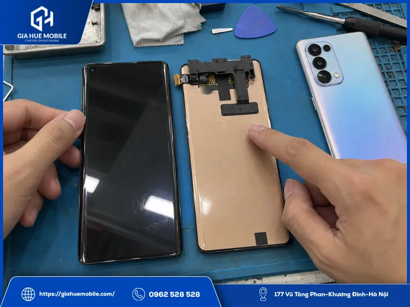 So sánh màn hình zin và màn hình linh kiện OPPO Reno 5 Pro trước khi thay
