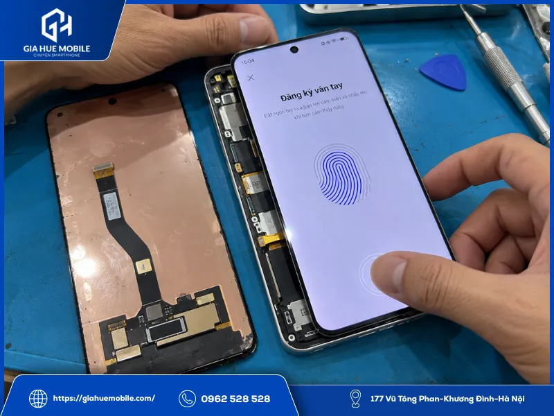 Test độ tương thích vân tay OPPO Reno 14 trước khi lắp màn hình mới