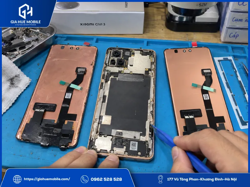 Thay nguyên cụm màn Xiaomi Civi 3 và xử lý khung máy