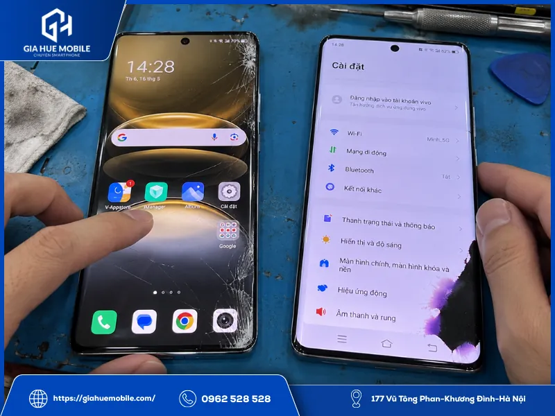 Phân biệt Vivo X100s Pro chỉ vỡ kính và chảy mực cần thay màn hình